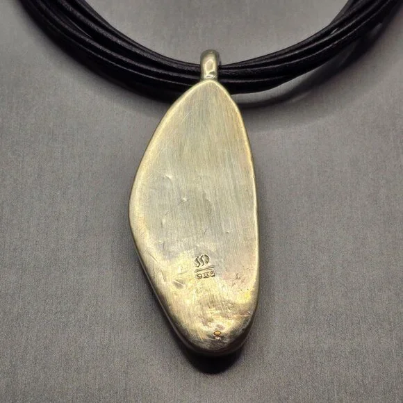 Simon Sebbag Sterling Silver Electroform Pendant Black Leather Choker Necklace - Picture 3 of 11